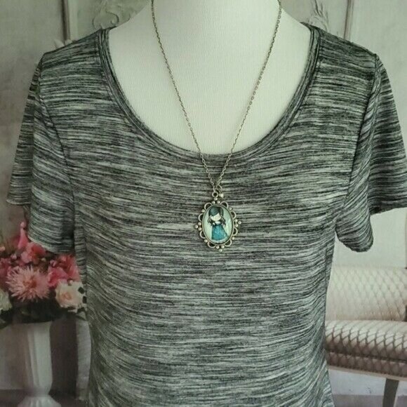 Apt. 9 Gray Scoop Neck Short Sleeve Knee Length T-Shirt Dress Size L Polyester - Picture 4 of 10